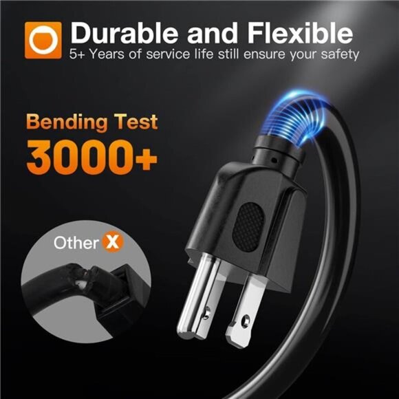 25 Feet Outdoor Extension Cord Waterproof Deep Black 16 AWG 3 Prong, Flexible - Picture 4 of 7